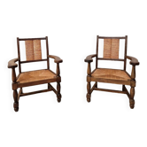 Pair of neo-Basque armchairs