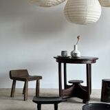 Suspension in rattan and natural japanese linen in the shape of a drop