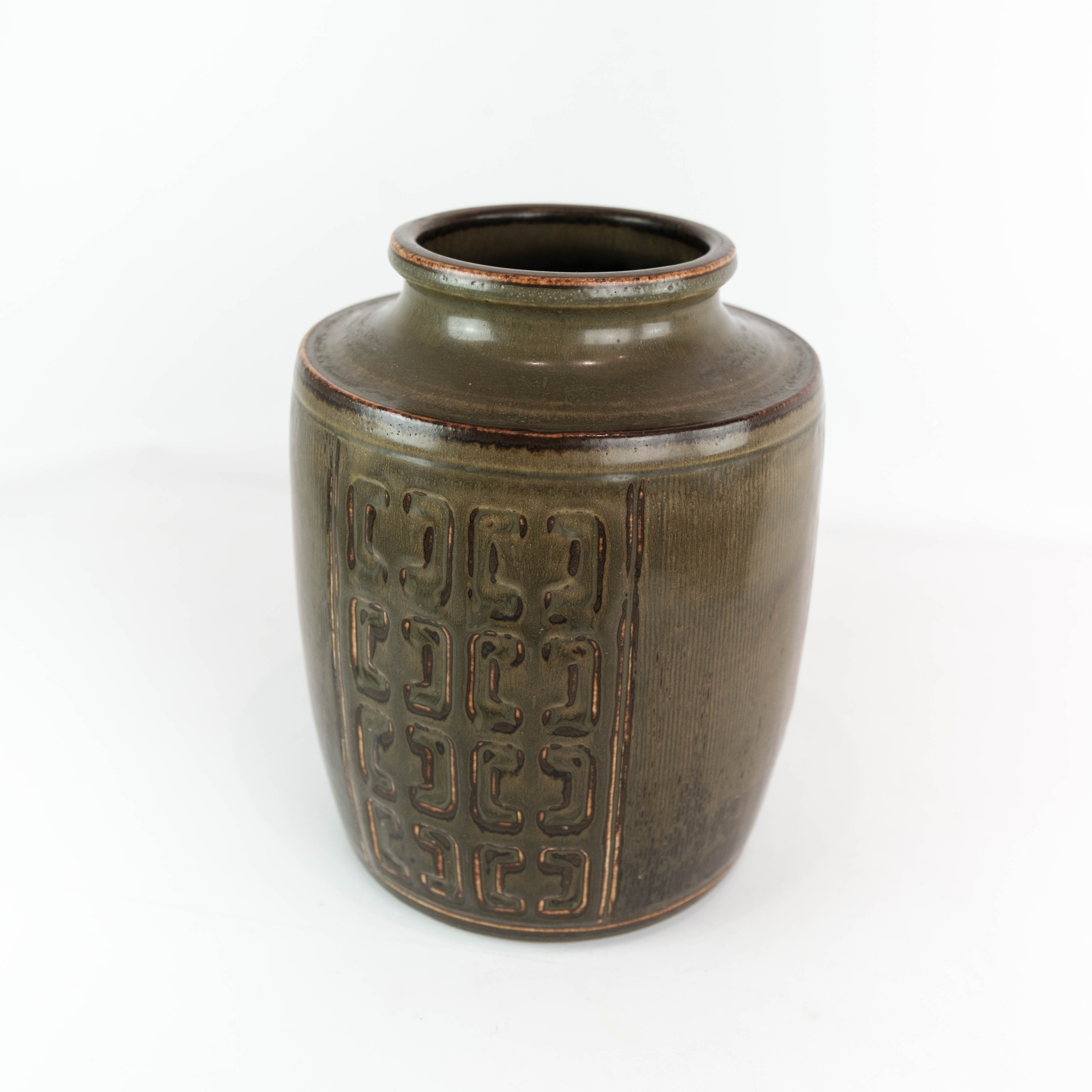 Stoneware vase with dark glaze, no.: 231 by Bing and Groendahl