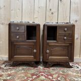 Pair of Art Deco bedside tables in walnut.
