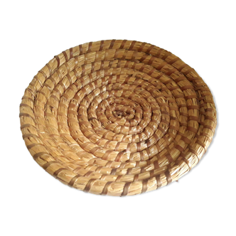 Old basket made of woven straw