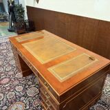 Classic English Desk with Brown Leather