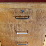 Vintage 50's 60's. Office in oak and red moleskine. TBE