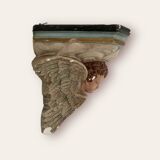 Nineteenth century plaster wall console, cherub decoration