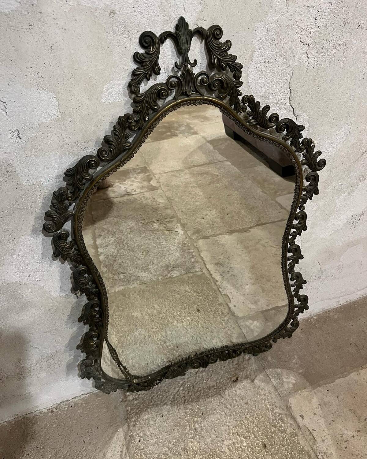 Large brass mirror 1930s/40s