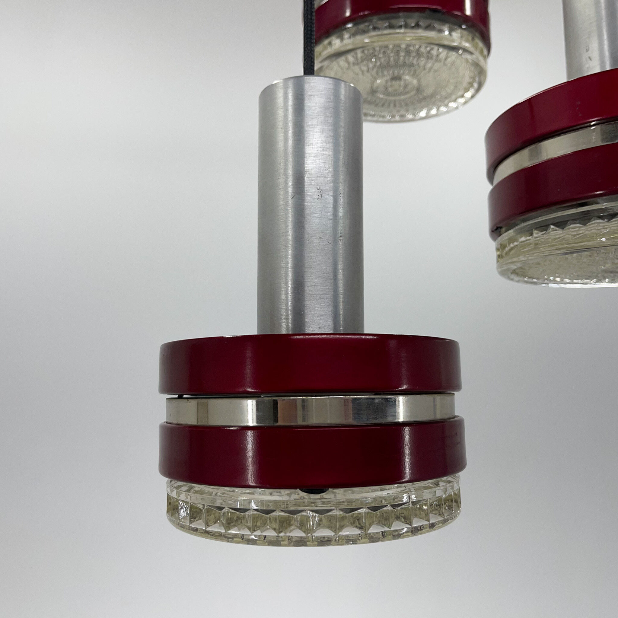 1960's Italian Cascade Metal & Glass Pendant