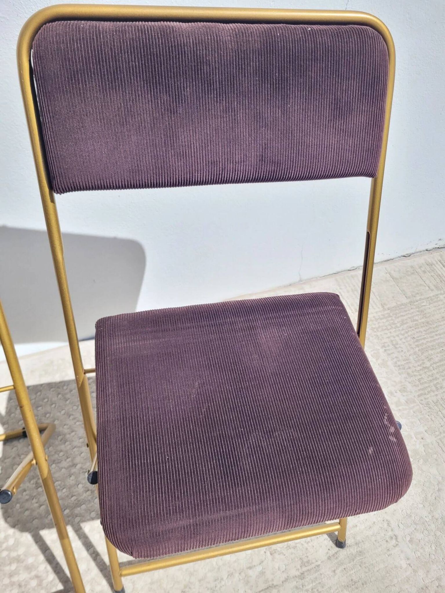 Set of 2 Lafuma folding chairs in brown velvet from the 1970s.