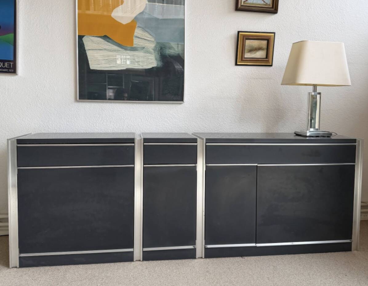 Enfilade métal chromé acier argenté Ligne Roset Vintage