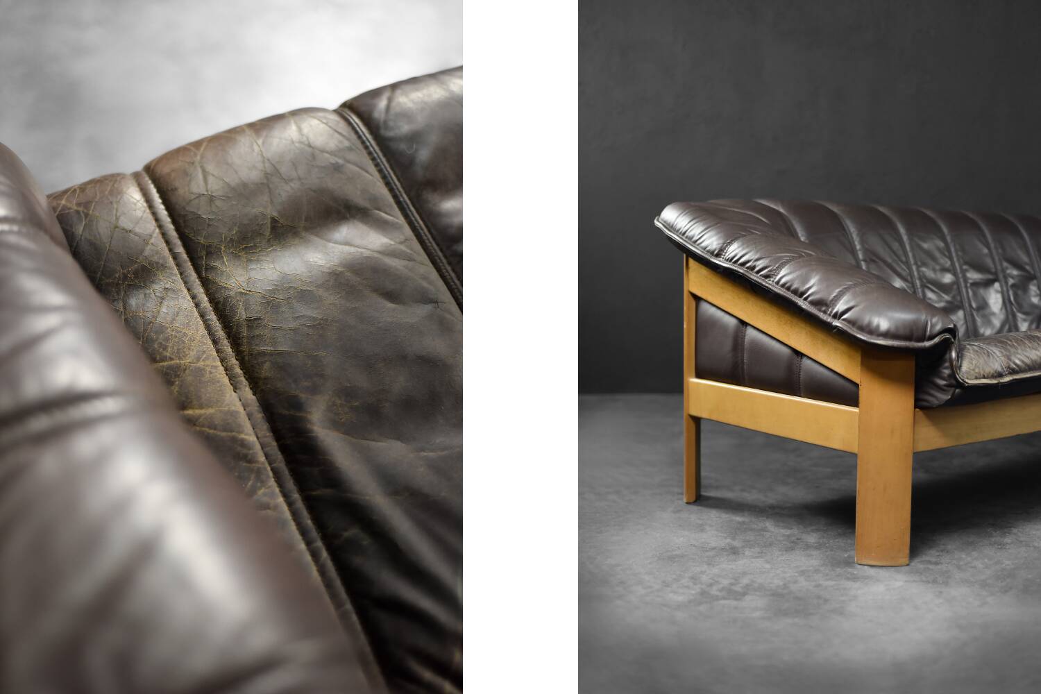 Vintage Mid-Century Modern Danish Brown Leather 3-Seater Sofa, 1970s