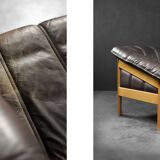 Vintage Mid-Century Modern Danish Brown Leather 3-Seater Sofa, 1970s