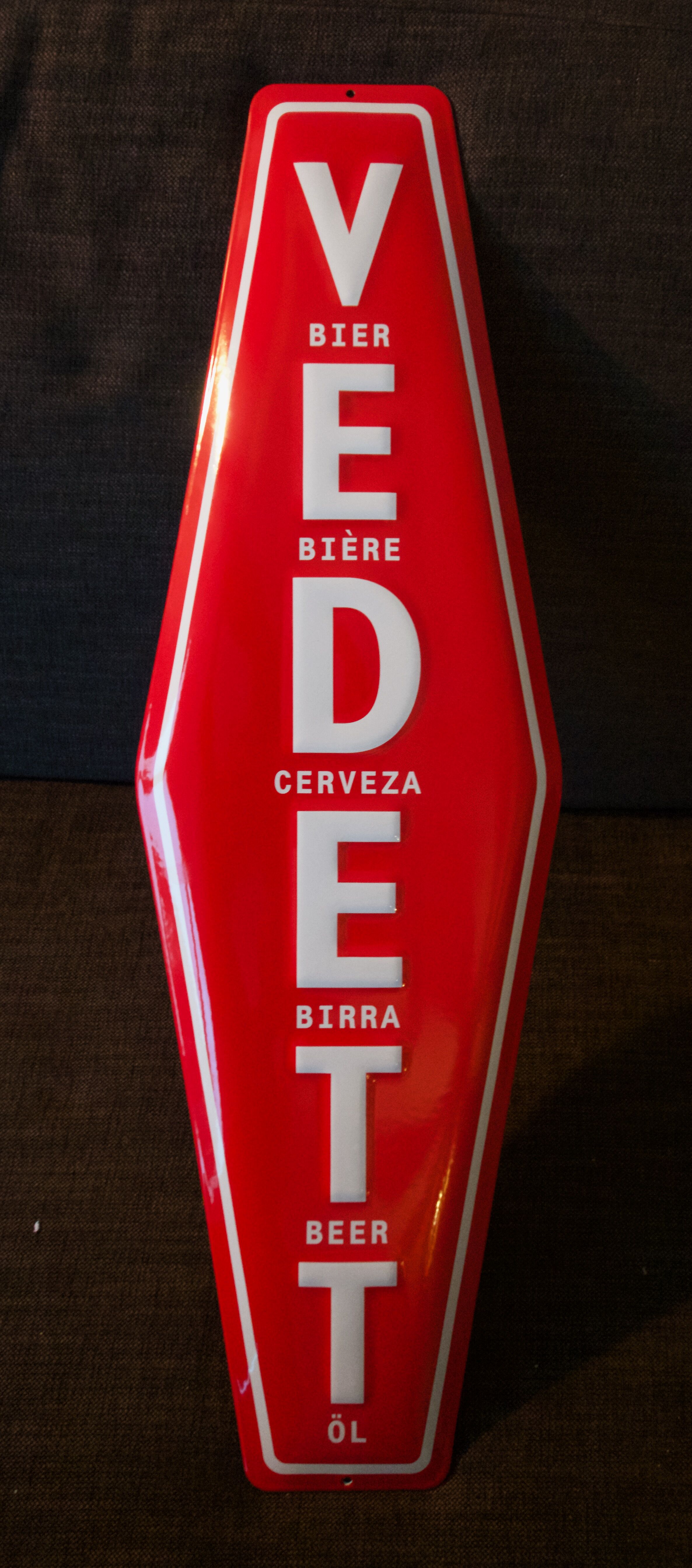 Advertising enamel sheet for the famous Belgian beer brand Vedett