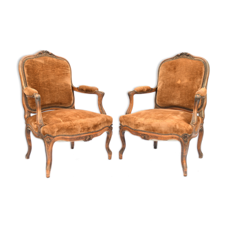 Pair of Louis XV style armchairs