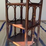 Sellette vintage en bois et rotin