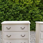 Pair of renovated antique bedside tables – Ivory from Orfèvres Libéron – 3 drawers