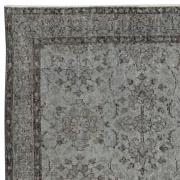 Vintage Handmade Wool Rug. Gray Turkish Area Rug for Modern Home and office