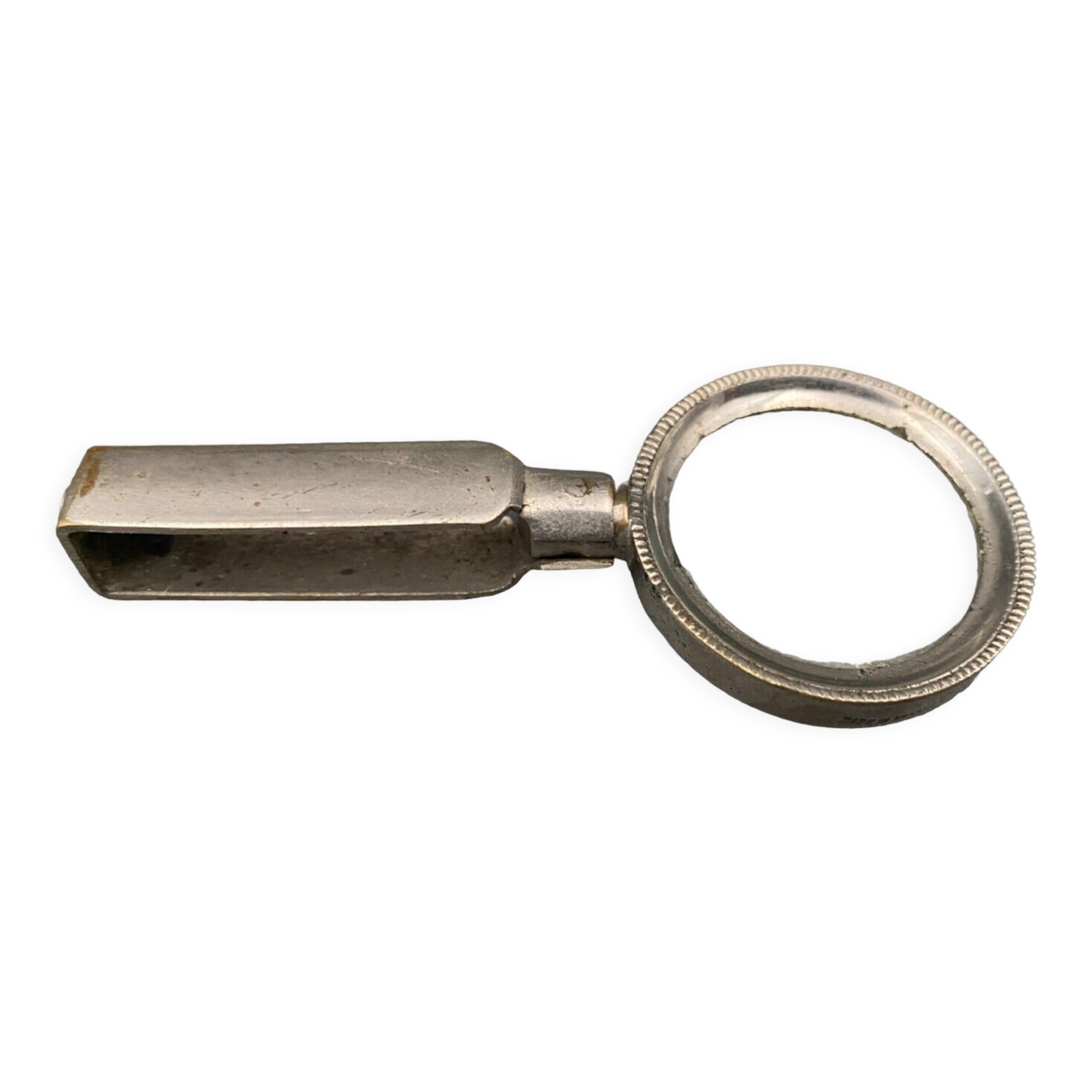 Foldable magnifying glass in silver metal 1900