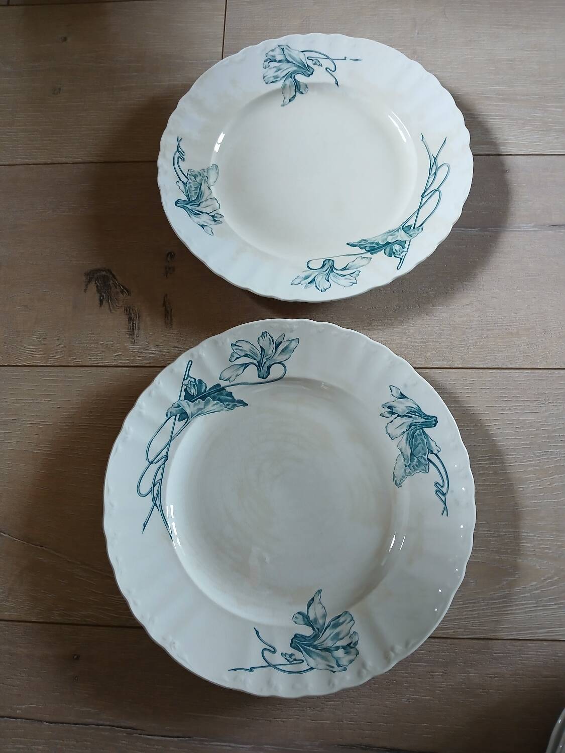 12 antique ironstone dinner plates
