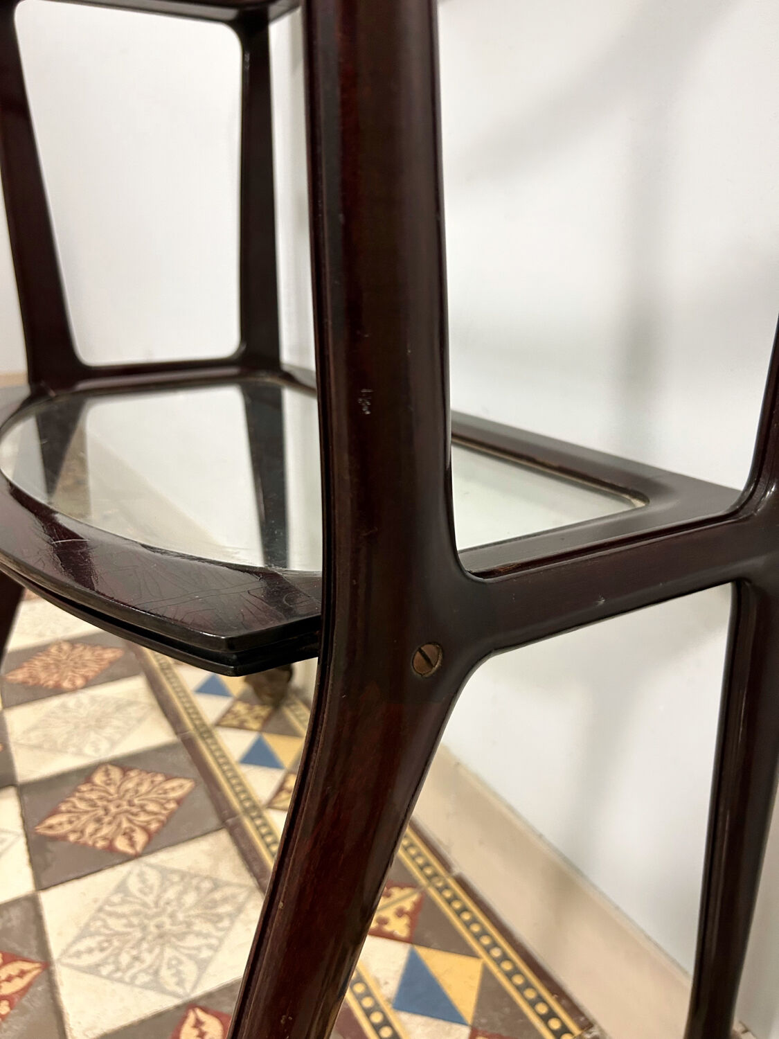 Mahogany and glass server from the 1950s