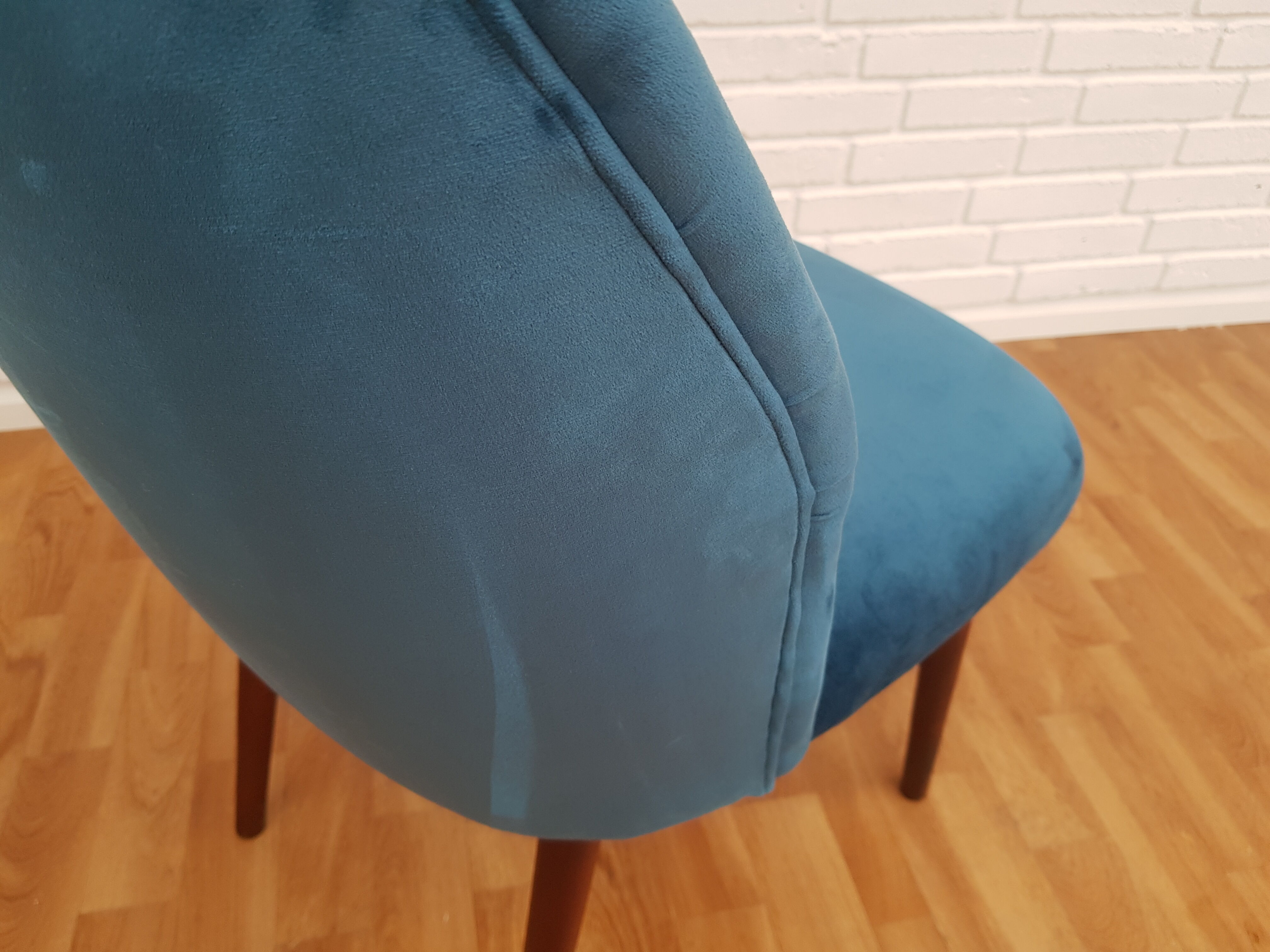 Armchair in velvet with stained beech legs, 60s