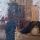 Oil on panel - early 20th century - interior of a church
