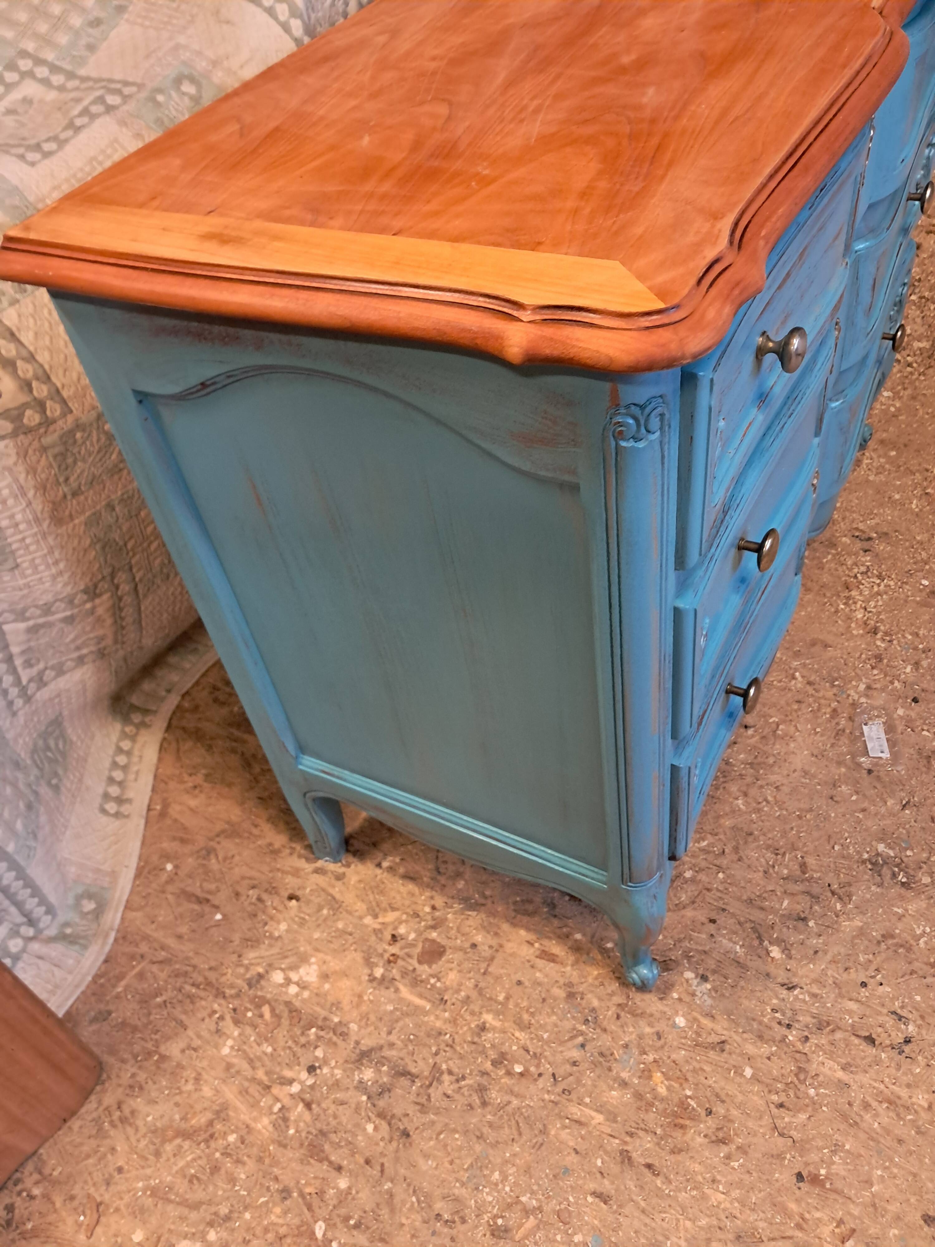 commode  bleu