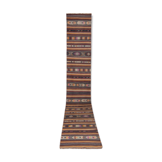 Turkish kilim runner with modern design, boho nomadic stair runner 80 x 512 cm