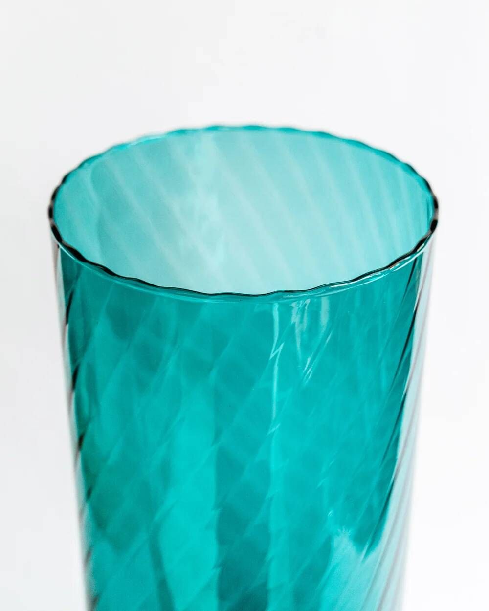 Large vintage Murano glass vase in petrol blue.