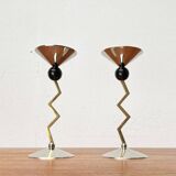 Italian postmodern metal candle holders, 1980s, set of 2