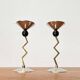 Italian postmodern metal candle holders, 1980s, set of 2