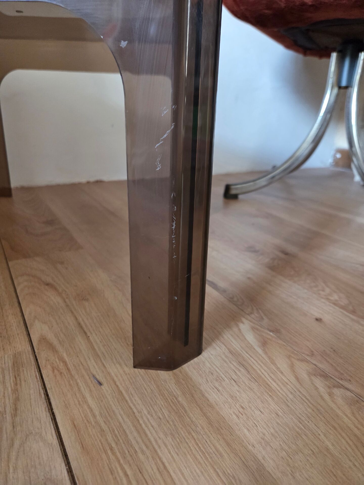 Smoked plexiglass side table, Prisunic