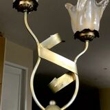 Lamp salerno 2 rods metal finish tulips in blown glass 52,5 cm