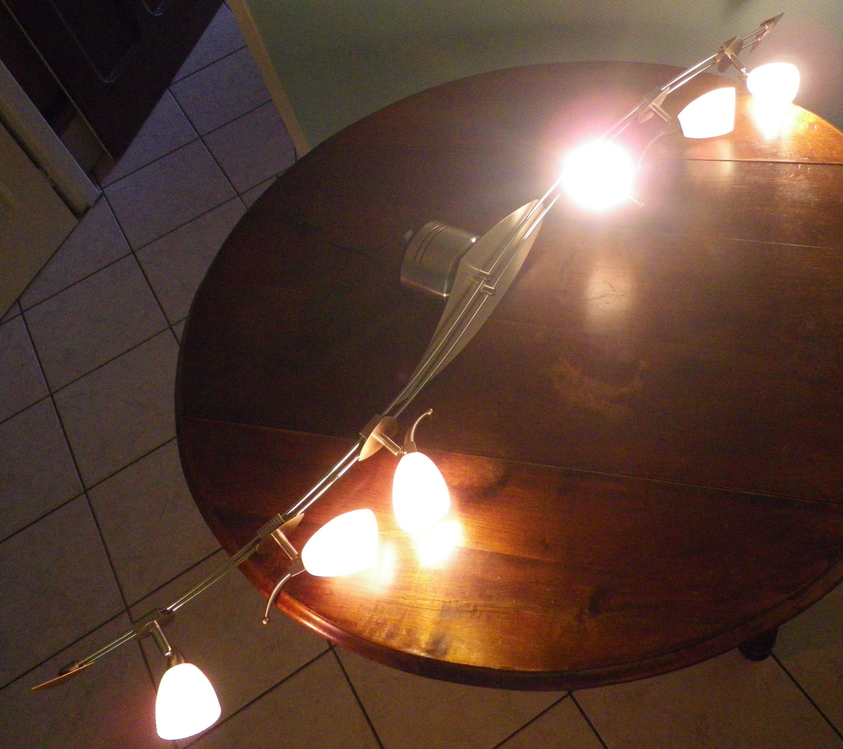 "Paulmann" 1m40 design hanging 6 lights anodized aluminium - 70s