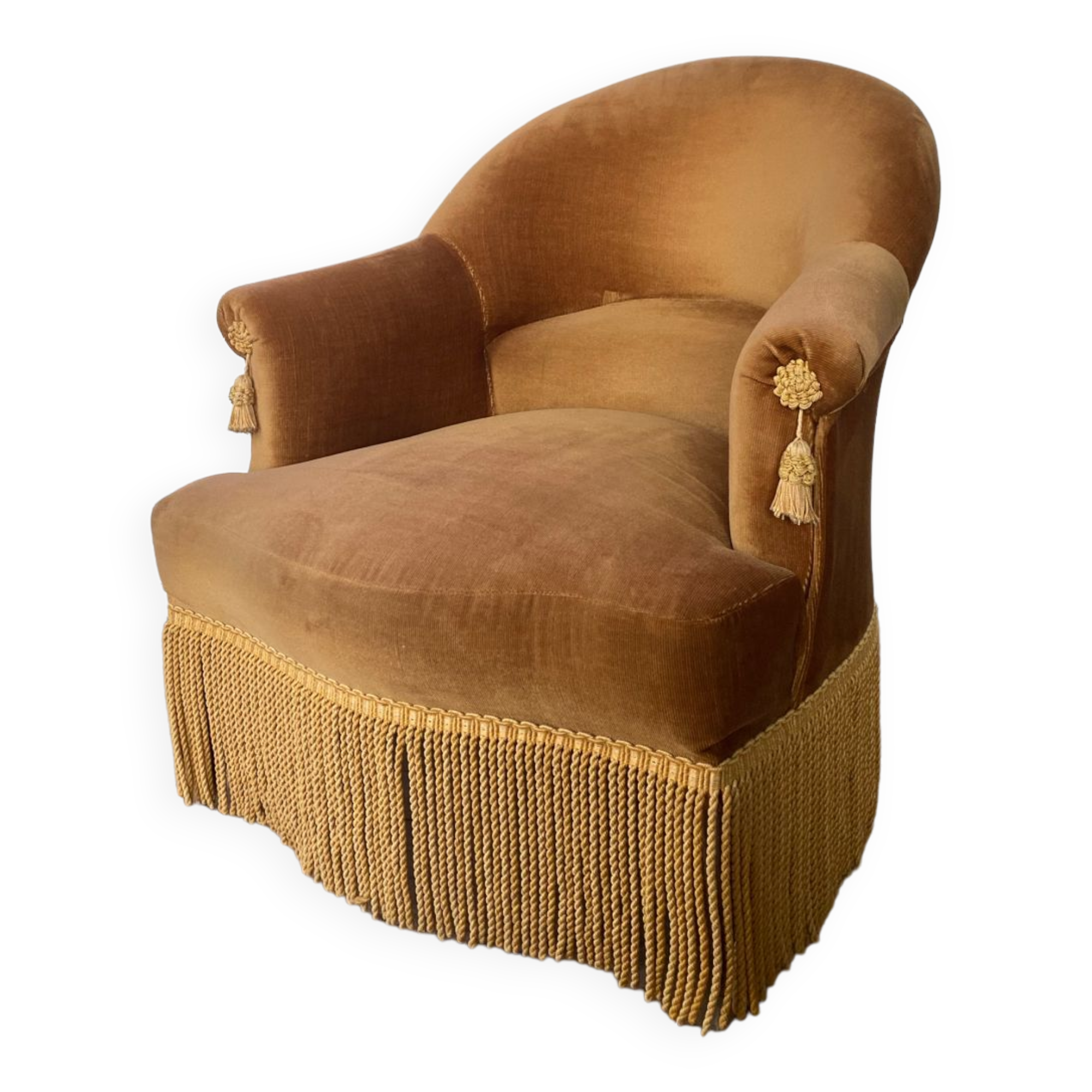 Toad armchair in golden velvet