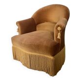 Fauteuil crapaud en velours doré