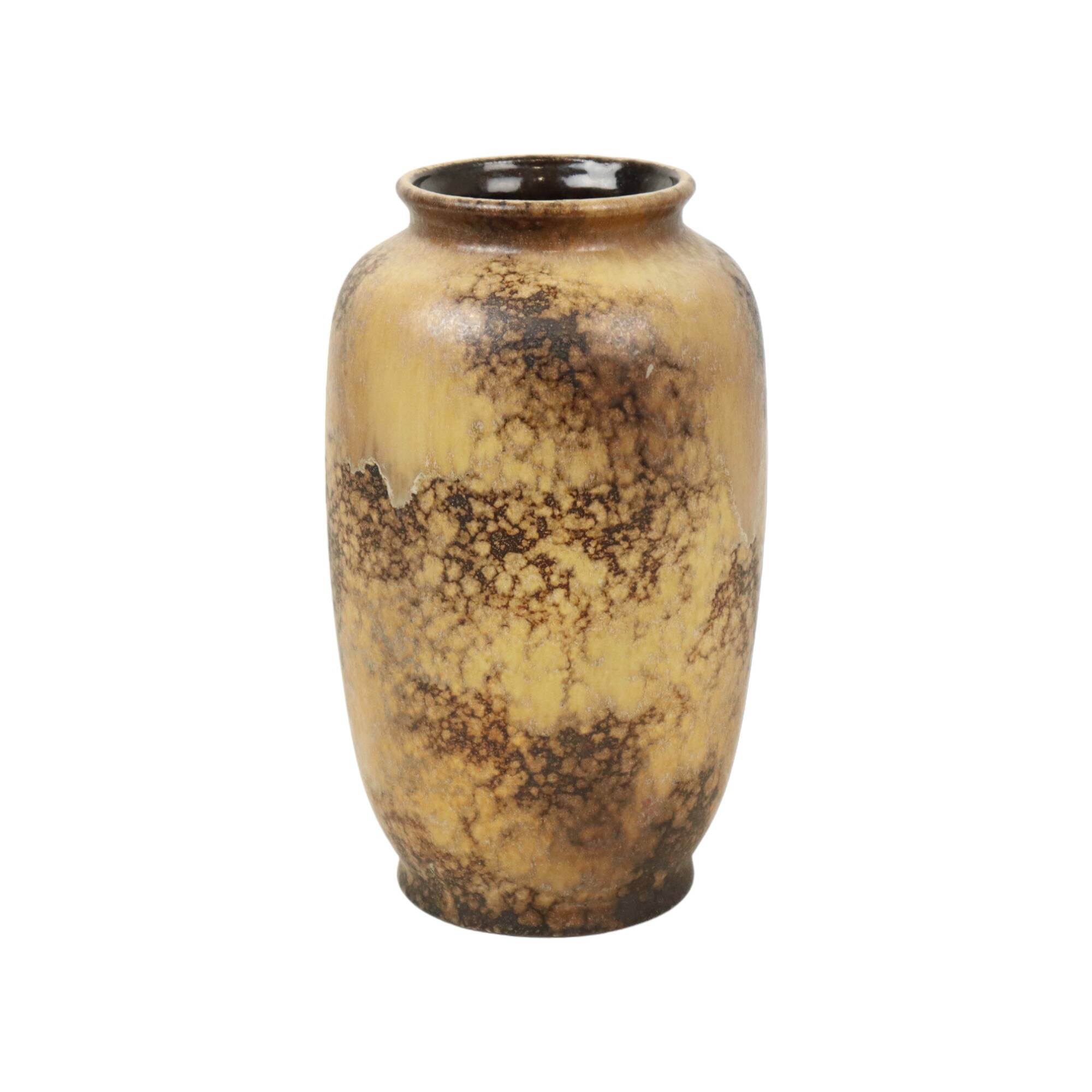 Vintage West Germany Vase Brown Beige Marble Effect Earthenware 484-26