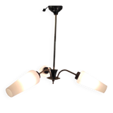 Brass chandelier with three lights and opaline tulips - 1950s/60s