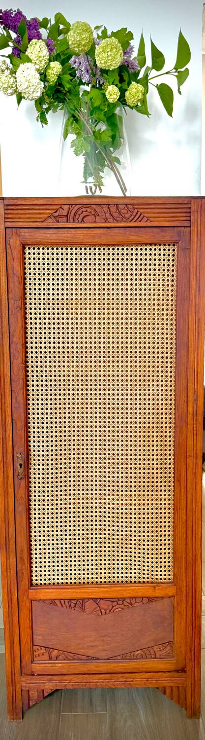 Vintage Parisian wardrobe in wood and caning – Art style