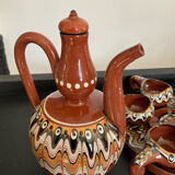 Vintage liqueur service in glazed terracotta