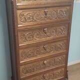Commode à tiroirs ancienne en noyer italien du XIXe siècle