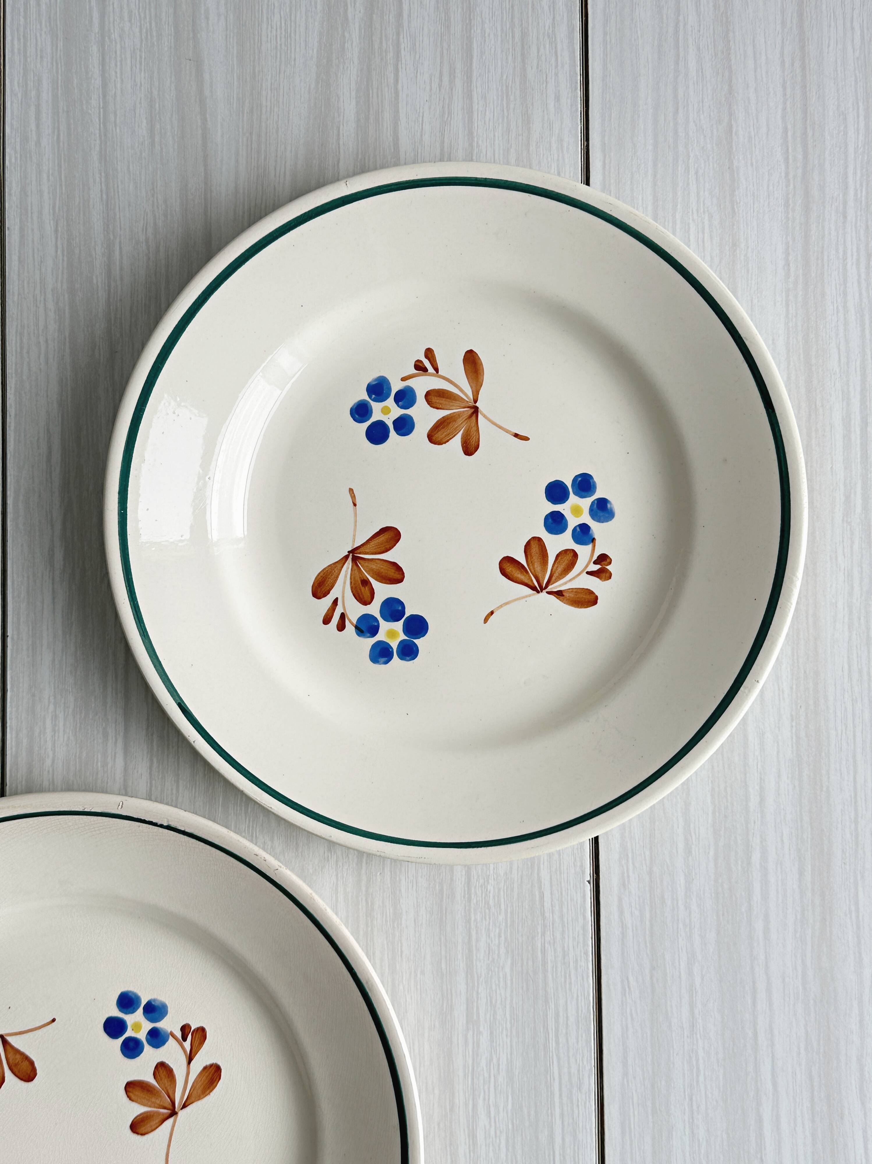 vintage flower plates set of 2