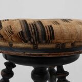 Art Deco adjustable piano stool with original upholstery, France 1920s