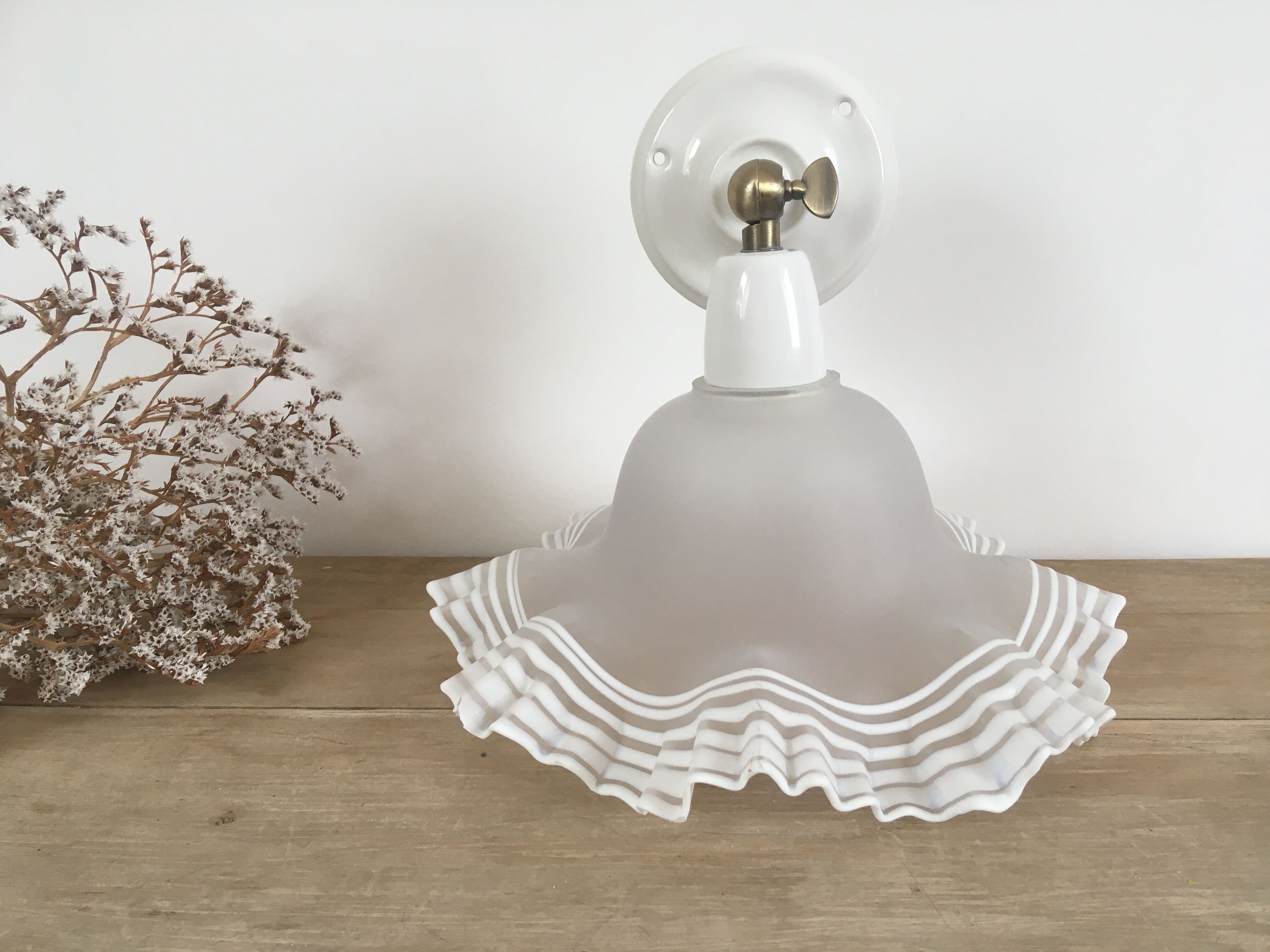 Tulip wall lamp glass collar and porcelain base