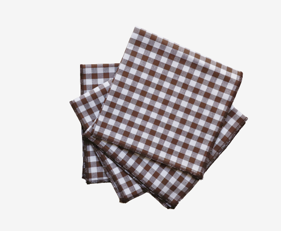 Lot de 4 serviettes vichy marron