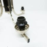 See Delmas chandelier, 3 arms, black and gold, clear glass, 1960