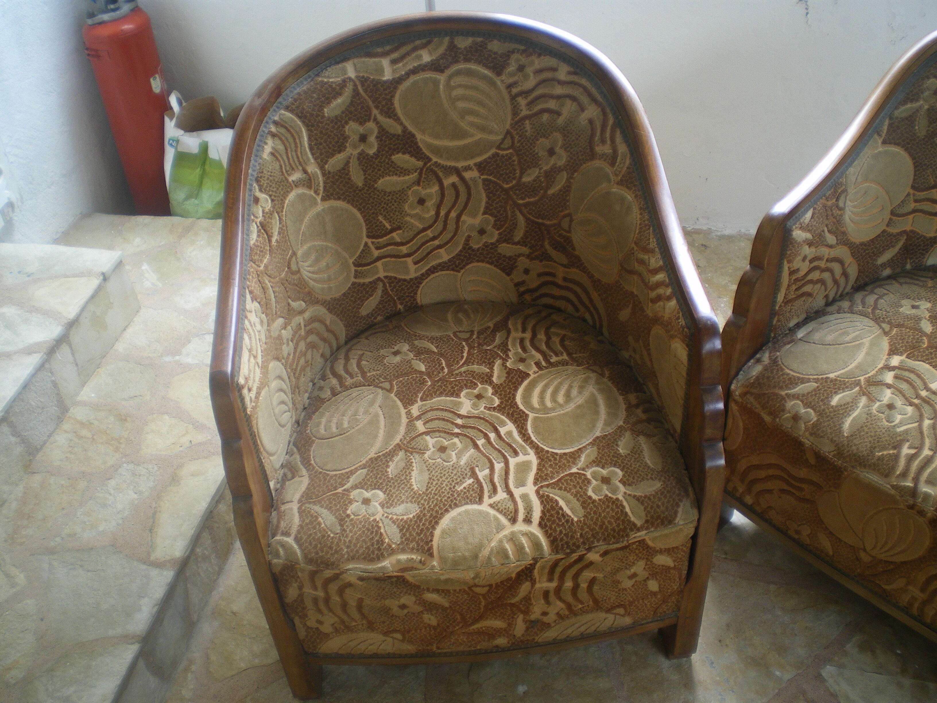Lounge art deco sofa 2 armchairs 1 chair