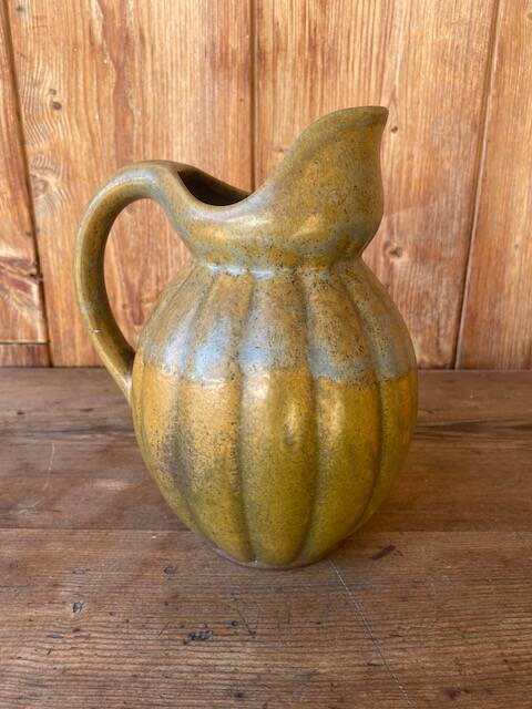 Old ceramic jug in the shape of a gourd by Louis Lourioux