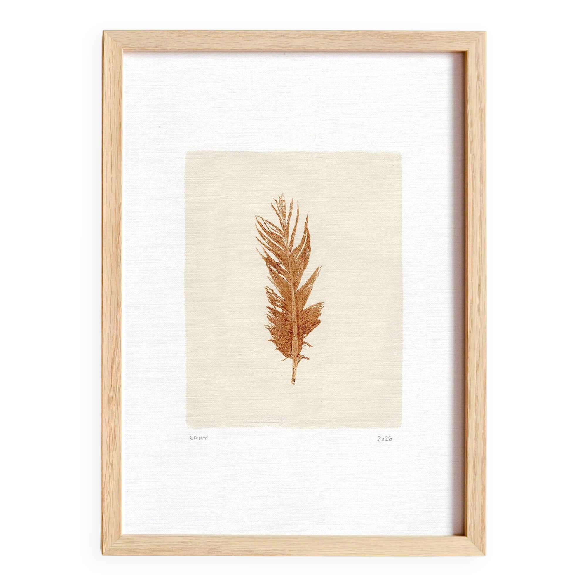 Painting on brown feather paper signed Eawy.
