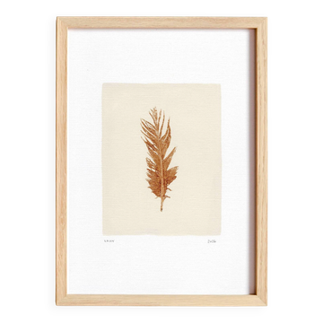 Peinture sur papier plume marron signée Eawy