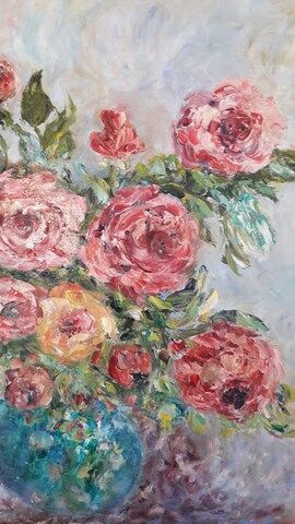Painting painting oil Bouquet of roses