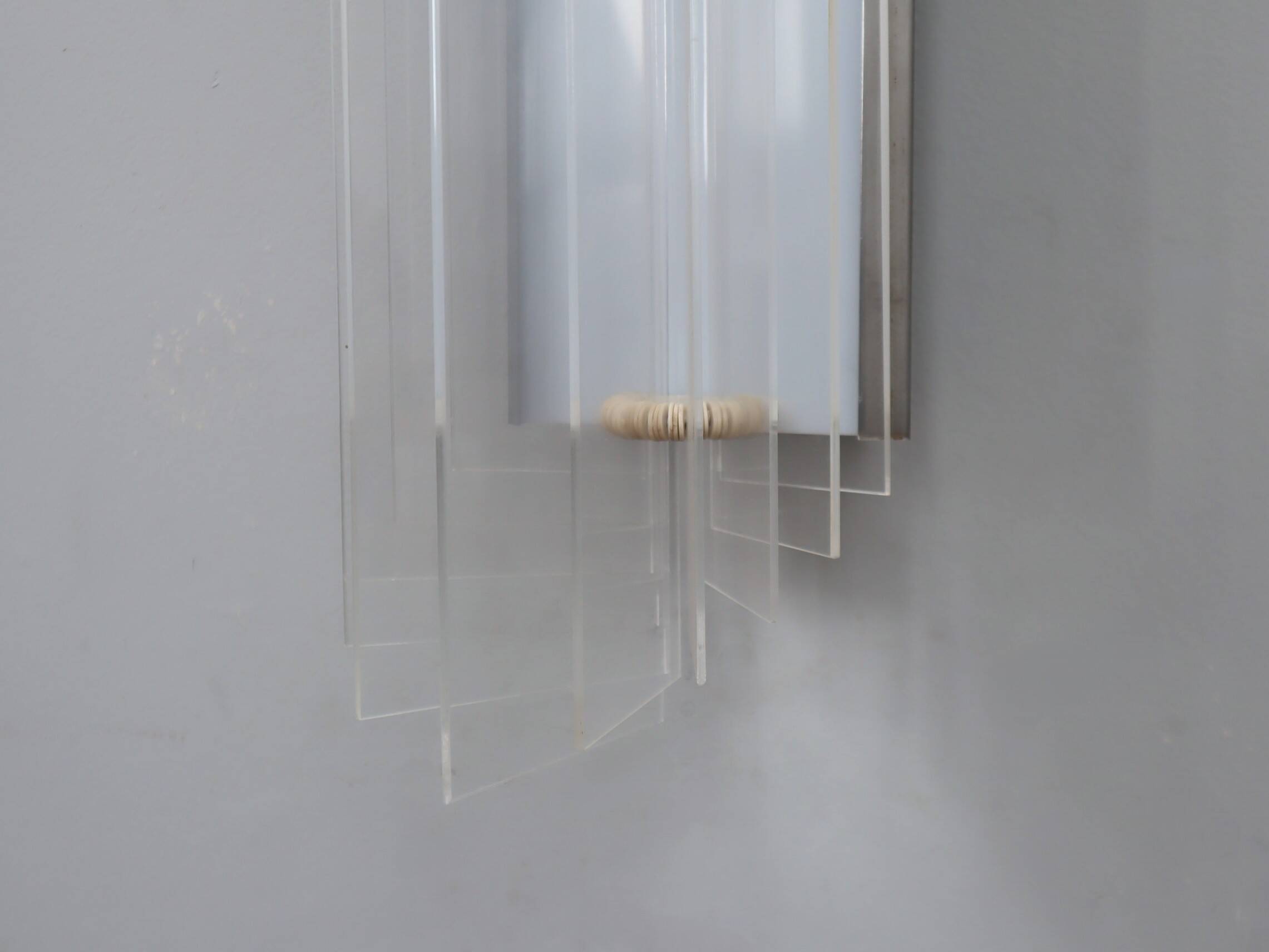 Set of 3 Italian chrome and acrylic blades wall sconces 1970s